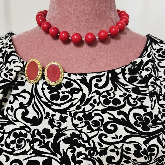 Pronto Moda J & M black and white flocked mini dress, size Small. - Picture 6 of 11